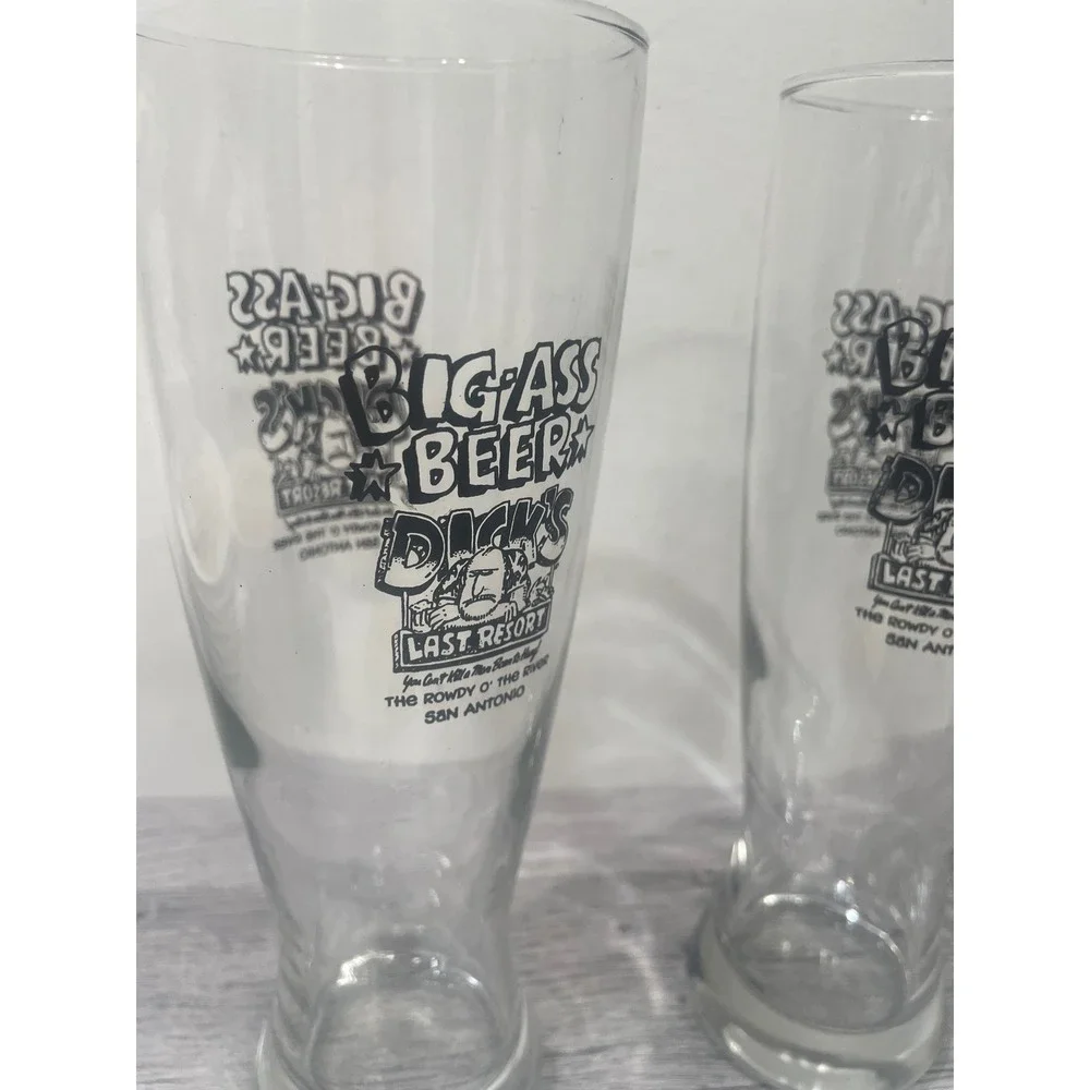 Dicks Last Resort Big Ass Beer Glass Set of 2 San Antonio Riverwalk Pilsner 20oz